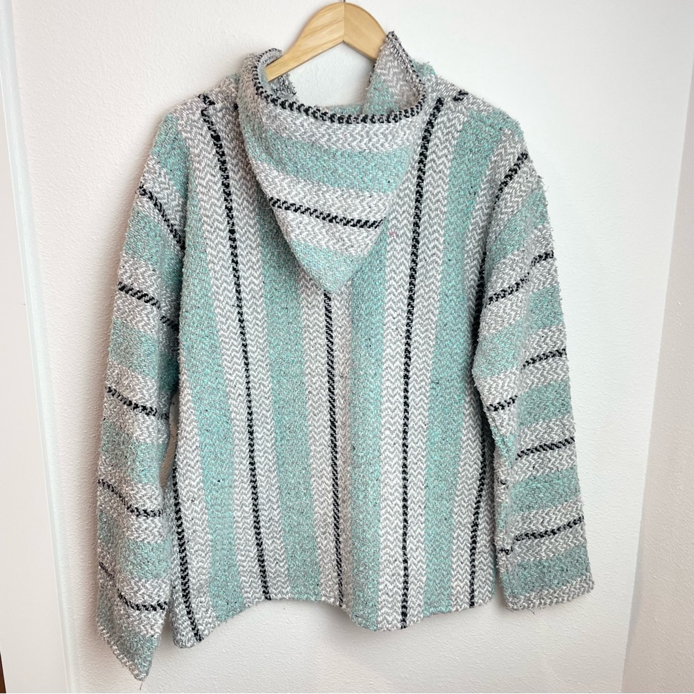 Baja Joe Beach Hoodie Sweater Mint & White Stripe Large - Picture 5 of 8